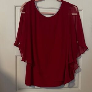 MSK Red Flutter Sleeve Blouse